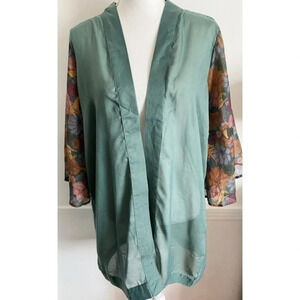 Quagga Green Label • NWT Sheer Green Animal Print Sleeve Kimono